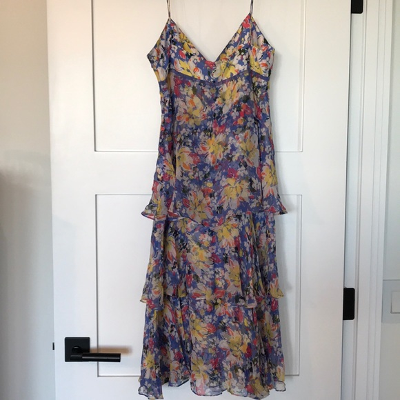 Tibi Silk Tiered Midi Dress - Picture 5 of 8